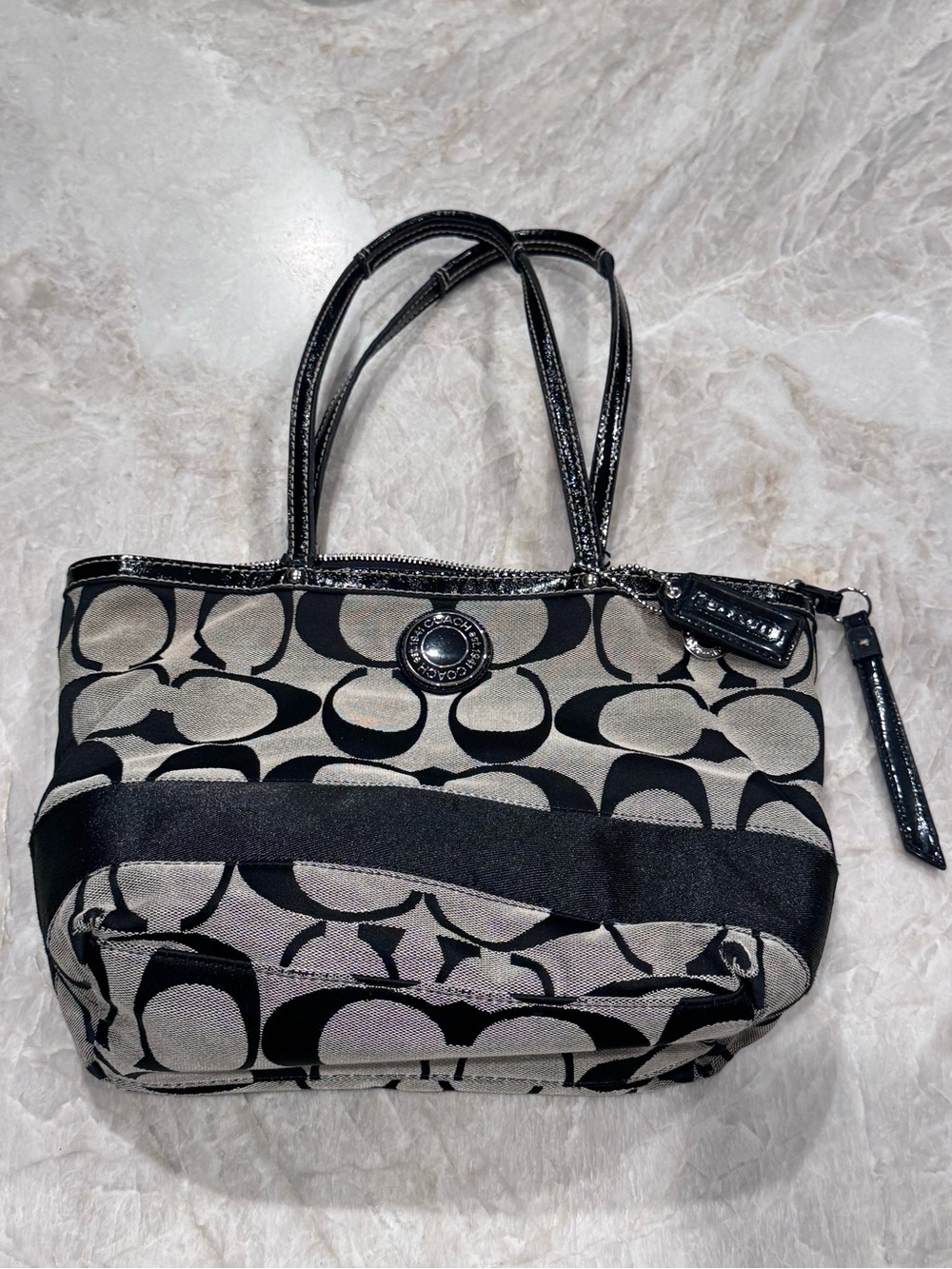 Coach Black and Grey Vintage Signature Tote